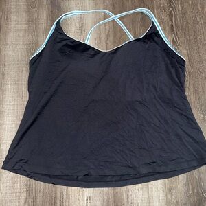 Jag+ Black With Blue Trim Double Strap Flowy Swim Tankini Top Sz 22W